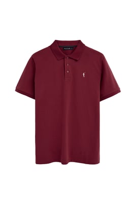 Kurzärmliges Poloshirt granatrot mit gesticktem Rigby Go Logo