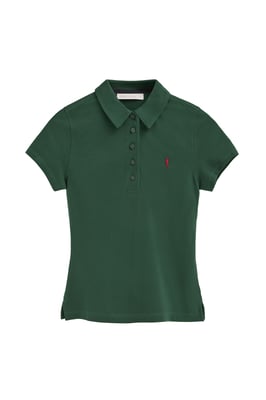 Kurzärmliges Poloshirt flaschengrün mit Rigby Go Stickerei im Slim Fit