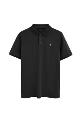 Kurzärmliges Poloshirt schwarz mit gesticktem Rigby Go Logo