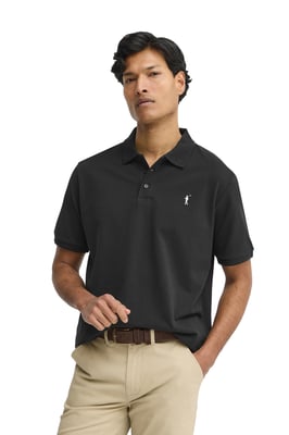 Kurzärmliges Poloshirt schwarz mit gesticktem Rigby Go Logo