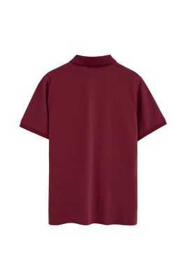 Dreierpack Herren-Poloshirts denimblau, flaschengrün und granatrot mit kurzen Ärmeln und gesticktem Rigby Go Logo