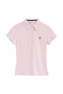 Kurzärmliges Poloshirt rosa mit Rigby Go Stickerei im Slim Fit