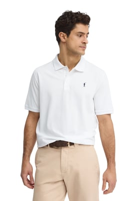 Kurzärmliges Poloshirt weiß mit gesticktem Rigby Go Logo