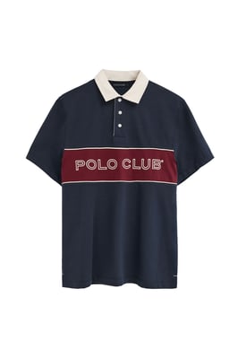 Rugby-Poloshirt marineblau mit Polo Club Stickerei