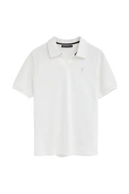 Poloshirt weiß aus mikrostrukturierter Baumwolle mit Rigby Go Stickerei