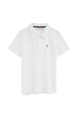Poloshirt weiß aus T-Shirt-Stoff mit Rigby Go Stickerei