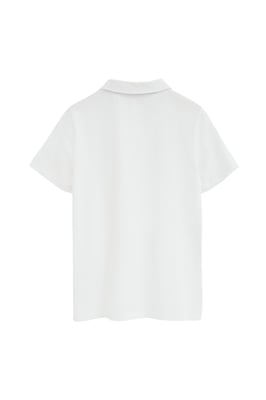 Poloshirt weiß aus T-Shirt-Stoff mit Rigby Go Stickerei