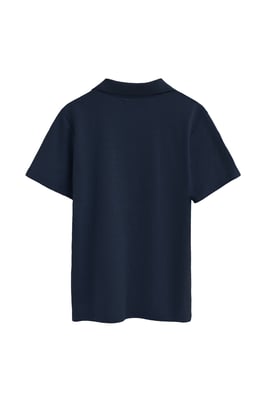 Cotolino-Poloshirt marineblau mit knopflosem Kragen und Rigby Go Stickerei