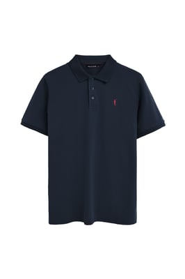Kurzärmliges Poloshirt marineblau mit gesticktem Rigby Go Logo