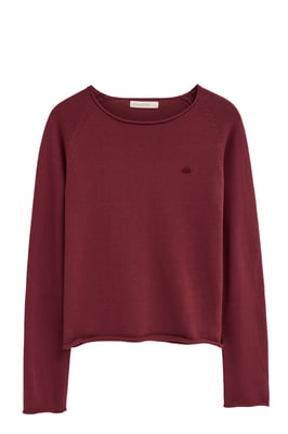 Pullover weinrot mit leicht gerollten Säumen und Polo Club Logo
