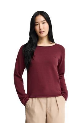 Pullover weinrot mit leicht gerollten Säumen und Polo Club Logo