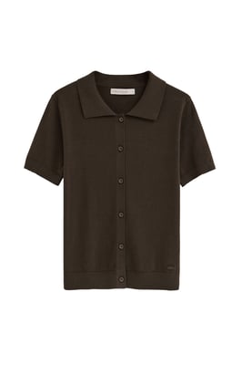Kurzärmliger Cardigan in dunklem Schokobraun mit Polo Club Logo