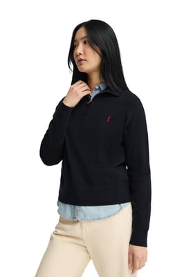 Pullover marineblau mit Zip-Kragen und Rigby Go Stickerei