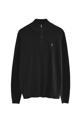 Pullover schwarz mit Zip-Kragen und Rigby Go Logo