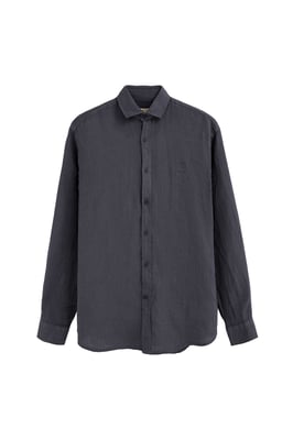 Hemd marineblau aus Leinen im Regular Fit mit Polo Club Patch