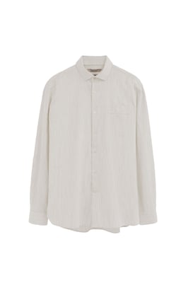 Gestreiftes Hemd Cotolino beige im Regular Fit mit Polo Club Stickerei