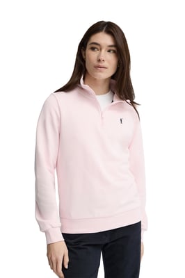 Sweatshirt rosa mit Zip-Kragen und Rigby Go Logo