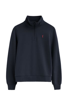 Sweatshirt marineblau mit Zip-Kragen und Rigby Go Logo