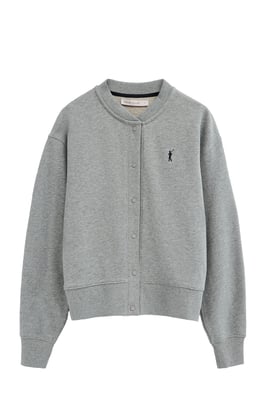 Cardigan aus Sweatshirtstoff grau meliert mit Rigby Go Stickerei