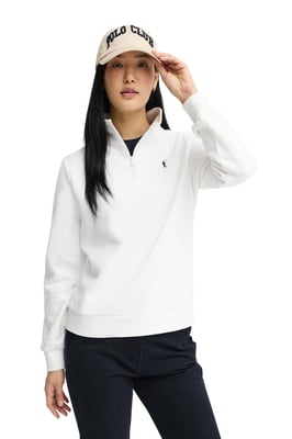 Sweatshirt weiß mit Zip-Kragen und Rigby Go Logo