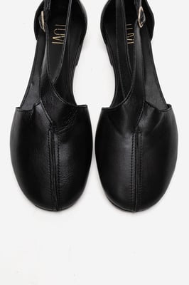 Fable Leder Ballerina mit Seitlichem Ausschnitt