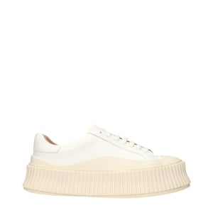Jil Sander Weiße Leder Plateausneaker
