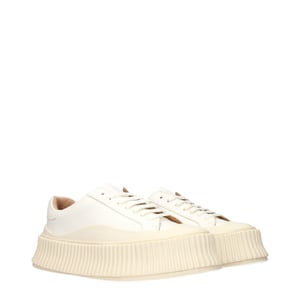 Jil Sander Weiße Leder Plateausneaker