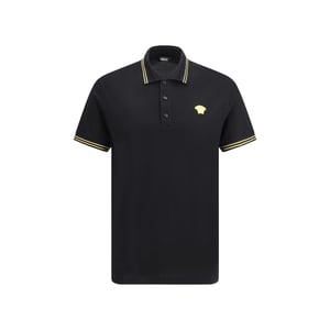 Versace Schwarzes Baumwoll-Polohemd