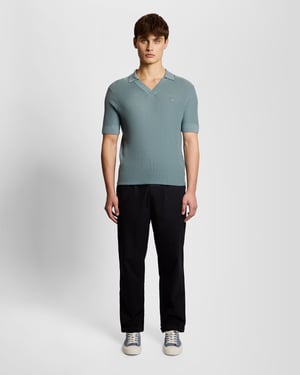 Offenes Kragen Feinstrick Poloshirt