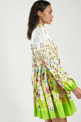 Bedrucktes Minim Kleid mit V-Ausschnitt