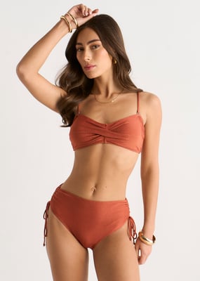 Bikini-Höschen mit Rüschen an der Seite in Rost-Metallic