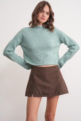 Damen Gestreifter Strickpullover mit verkürztem Schnitt