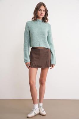 Damen Gestreifter Strickpullover mit verkürztem Schnitt