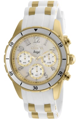 Invicta Angel 24901 Damenarmbanduhr - Quartz Uhrwerk - Edelstahl mit Weißem Zifferblatt - 40 mm