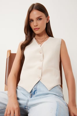 Crop-Button-Weste
