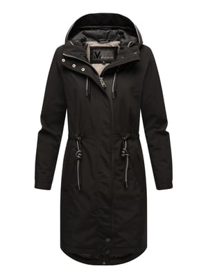 Marikoo lange Damen Übergangsjacke mit Teddyfutter & Kapuze – Megumii
