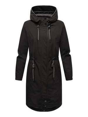 Marikoo lange Damen Übergangsjacke mit Teddyfutter & Kapuze – Megumii