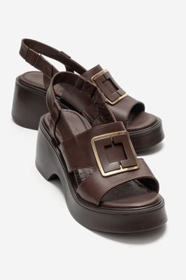Lucia Leder Schnalle Plateau Sandale