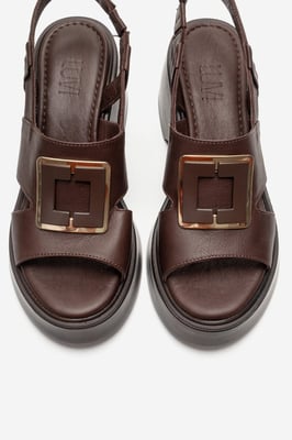 Lucia Leder Schnalle Plateau Sandale