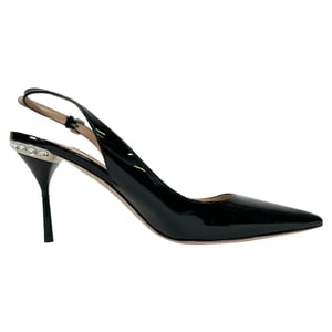 Miu Miu Veredelte Slingback-Pumps aus schwarzem Lackleder
