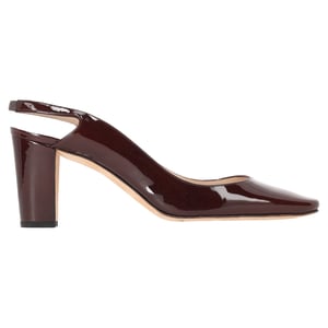 Manolo Blahnik Slingback-Pumps mit mandelförmiger Spitze aus burgunderrotem Lackleder