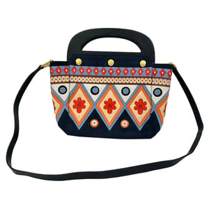Tory Burch 2017 Appliqué Bermuda Tasche aus navyblauem Wildleder