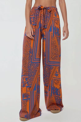 Bedruckte Weite Beinen Hose mit Kordelzug