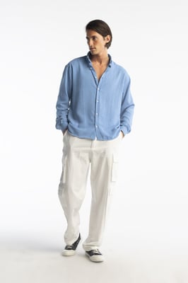 Übergroßes Button-Down Langarmhemd
