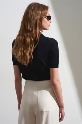 Damen Polokragen Knopfb blouse