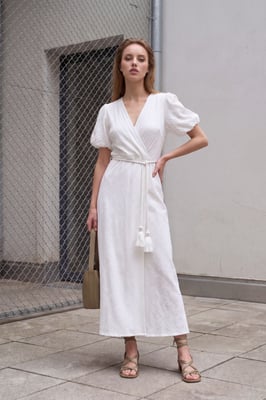 Gürtel-V-Ausschnitt Maxikleid mit Wickeldesign