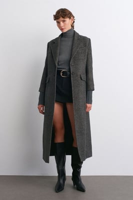 Strukturierten Tweed Langmantel