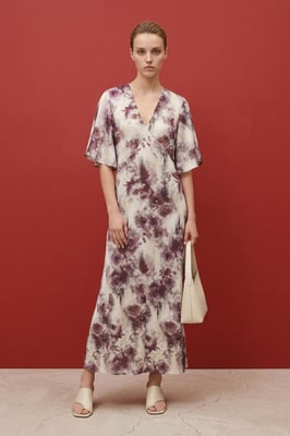 Abstraktes Print-Midi-Kleid