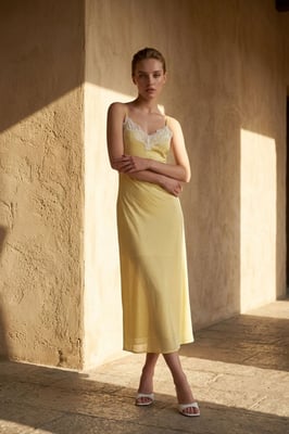 Damen Polka Dot Chiffon Maxikleid