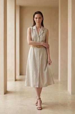 Ärmelloses Midi-Hemdkleid